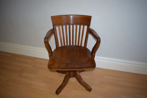 ANTIQUE EDWARDIAN SWIVEL OFFICE CHAIR - ADDITIONAL PHOTO 6