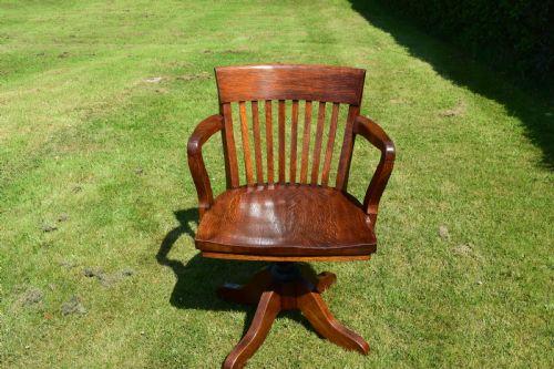 ANTIQUE EDWARDIAN SWIVEL OFFICE CHAIR - ADDITIONAL PHOTO 1