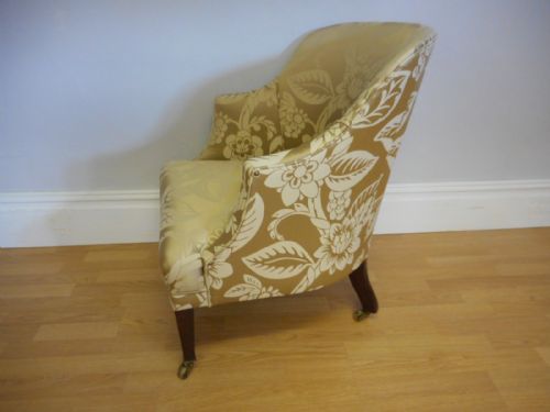 ANTIQUE VICTORIAN UPHOLSTERED TUB CHAIR - ADDITIONAL PHOTO 3