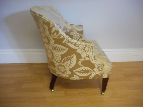 ANTIQUE VICTORIAN UPHOLSTERED TUB CHAIR - ADDITIONAL PHOTO 5