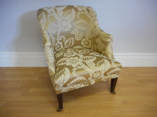 ANTIQUE VICTORIAN UPHOLSTERED TUB CHAIR - ADDITIONAL PHOTO 6