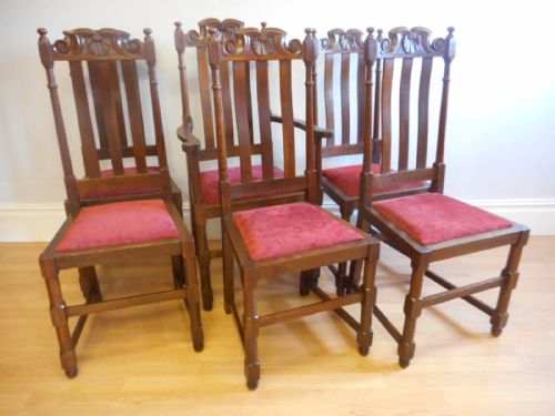 ANTIQUE SET OF 6 OAK DINNING CHAIRS - ADDITIONAL PHOTO 1