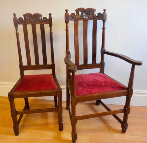 ANTIQUE SET OF 6 OAK DINNING CHAIRS - ADDITIONAL PHOTO 2