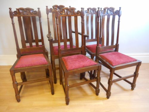 ANTIQUE SET OF 6 OAK DINNING CHAIRS - ADDITIONAL PHOTO 3