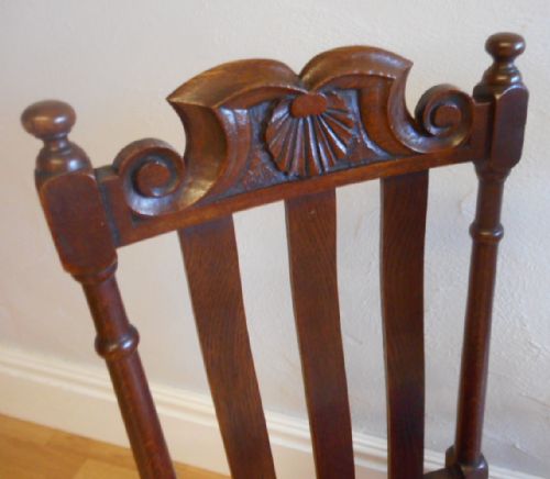 ANTIQUE SET OF 6 OAK DINNING CHAIRS - ADDITIONAL PHOTO 4