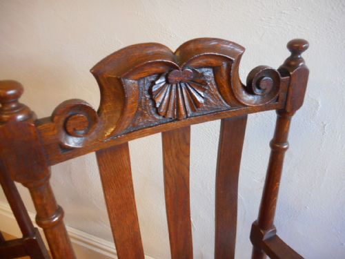 ANTIQUE SET OF 6 OAK DINNING CHAIRS - ADDITIONAL PHOTO 5