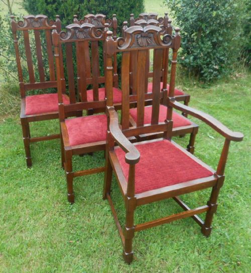 ANTIQUE SET OF 6 OAK DINNING CHAIRS - ADDITIONAL PHOTO 7