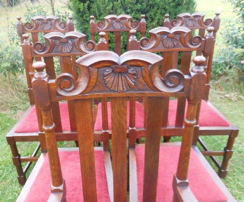 ANTIQUE SET OF 6 OAK DINNING CHAIRS - ADDITIONAL PHOTO 8
