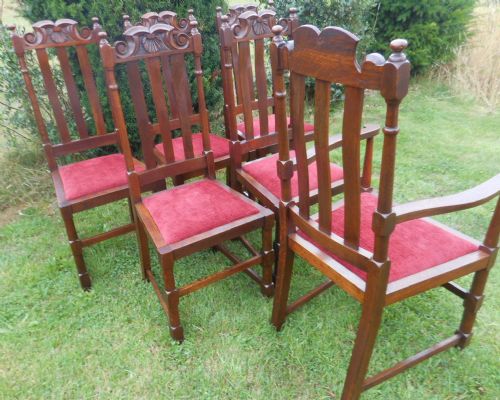 ANTIQUE SET OF 6 OAK DINNING CHAIRS - ADDITIONAL PHOTO 9