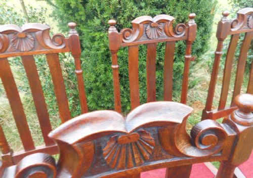 ANTIQUE SET OF 6 OAK DINNING CHAIRS - ADDITIONAL PHOTO 10