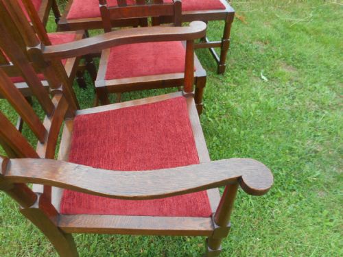 ANTIQUE SET OF 6 OAK DINNING CHAIRS - ADDITIONAL PHOTO 11