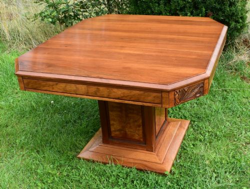 ANTIQUE ART DECO WALNUT DINING TABLE CIRCA 1920 - ADDITIONAL PHOTO 1