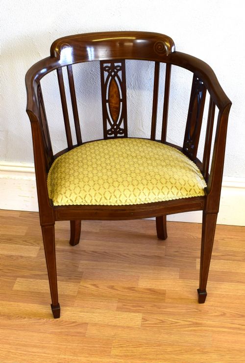 EDWARDIAN INLAID TUB ARM CHAIR - ADDITIONAL PHOTO 1
