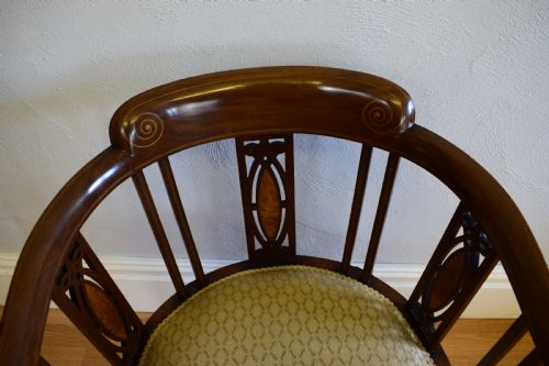 EDWARDIAN INLAID TUB ARM CHAIR - ADDITIONAL PHOTO 2