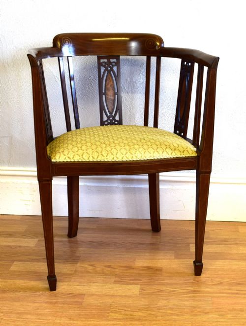 EDWARDIAN INLAID TUB ARM CHAIR - ADDITIONAL PHOTO 4