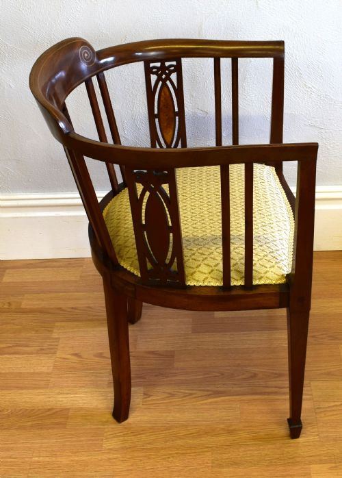 EDWARDIAN INLAID TUB ARM CHAIR - ADDITIONAL PHOTO 6