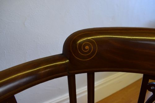 EDWARDIAN INLAID TUB ARM CHAIR - ADDITIONAL PHOTO 9