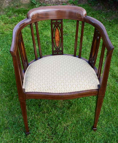EDWARDIAN INLAID TUB ARM CHAIR - ADDITIONAL PHOTO 10