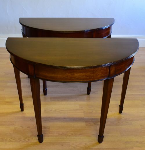 PAIR OF DEMILUNE CONSOLE TABLES - ADDITIONAL PHOTO 3