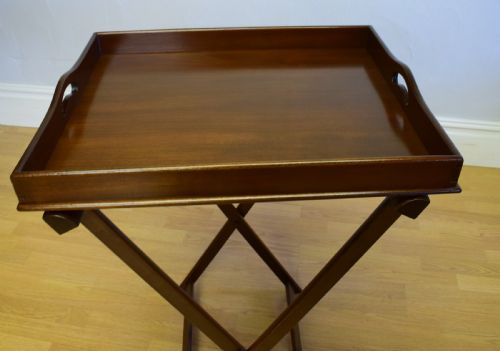 ANTIQUE BUTLERS TRAY ON STAND - ADDITIONAL PHOTO 1