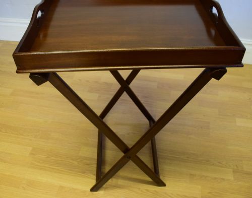 ANTIQUE BUTLERS TRAY ON STAND - ADDITIONAL PHOTO 2