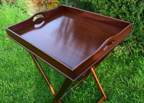 ANTIQUE BUTLERS TRAY ON STAND - ADDITIONAL PHOTO 3