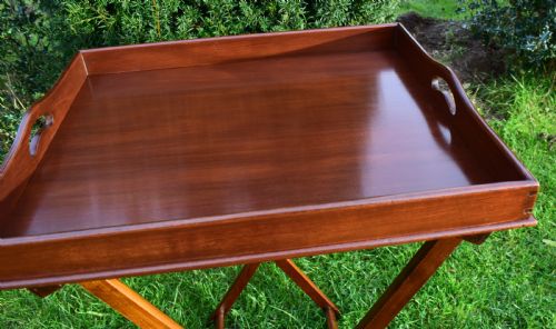 ANTIQUE BUTLERS TRAY ON STAND - ADDITIONAL PHOTO 5