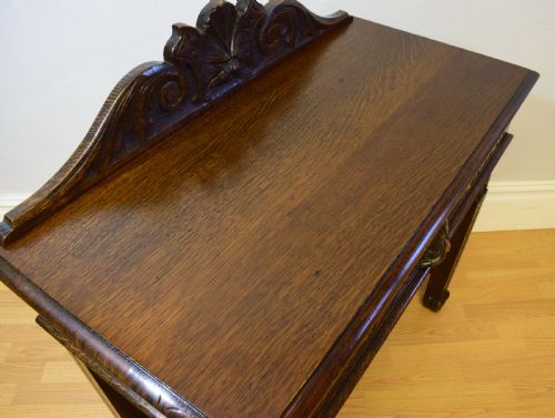 ANTIQUE CARVED OAK HALL TABLE - ADDITIONAL PHOTO 6