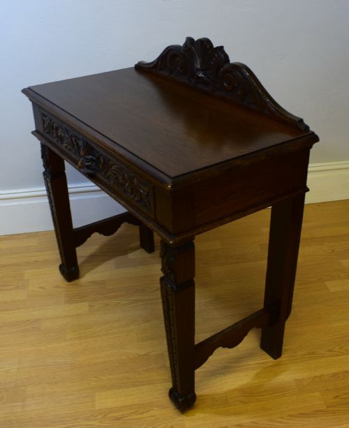 ANTIQUE CARVED OAK HALL TABLE - ADDITIONAL PHOTO 8
