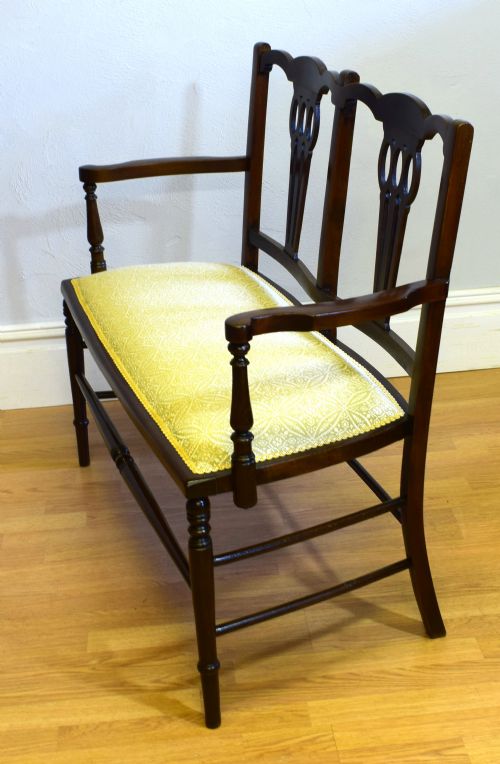 ANTIQUE EDWARDIAN 2 SEATER COUCH - ADDITIONAL PHOTO 4