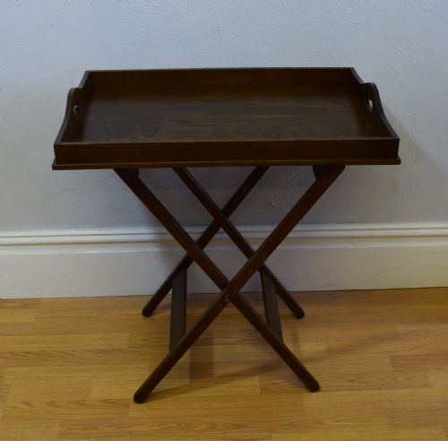 ANTIQUE BUTLERS TRAY ON STAND - ADDITIONAL PHOTO 3