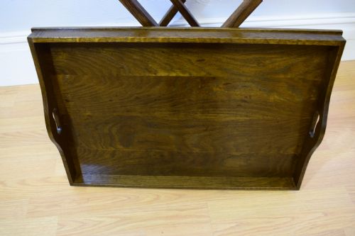 ANTIQUE BUTLERS TRAY ON STAND - ADDITIONAL PHOTO 7
