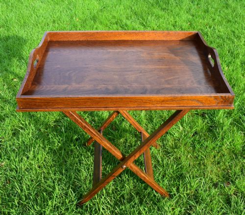 ANTIQUE BUTLERS TRAY ON STAND - ADDITIONAL PHOTO 8