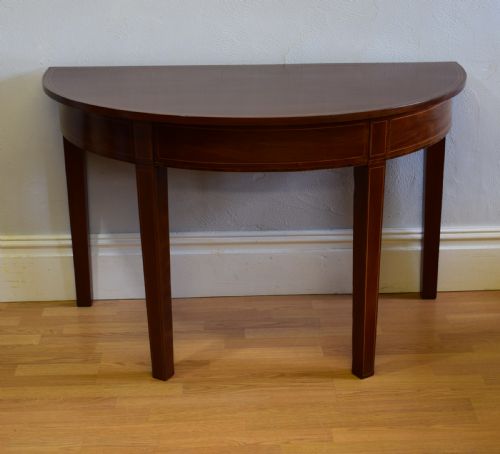 ANTIQUE ENGLISH GEORGIAN PERIOD DEMILUNE TABLE CIRCA 1800 - ADDITIONAL PHOTO 2