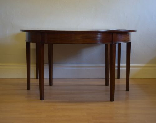 ANTIQUE PAIR OF GEORGIAN PERIOD DEMILUNE TABLES CIRCA 1800 - ADDITIONAL PHOTO 2