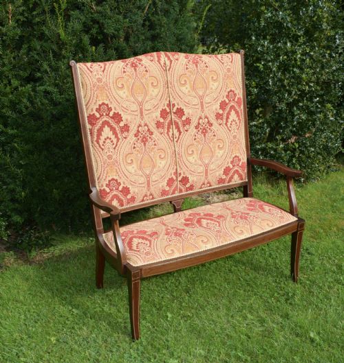 ANTIQUE ARTS CRAFTS MOVEMENT INLAID SOFA COUCH CIRCA 1890 - ADDITIONAL PHOTO 1