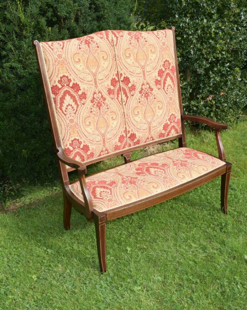 ANTIQUE ARTS CRAFTS MOVEMENT INLAID SOFA COUCH CIRCA 1890 - ADDITIONAL PHOTO 2