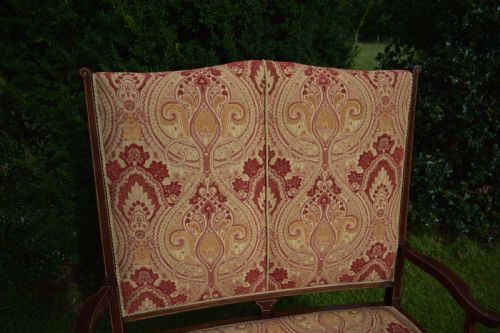 ANTIQUE ARTS CRAFTS MOVEMENT INLAID SOFA COUCH CIRCA 1890 - ADDITIONAL PHOTO 3