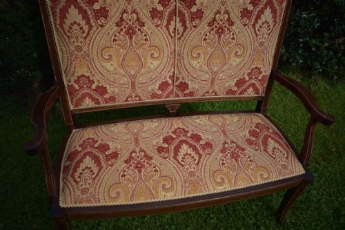 ANTIQUE ARTS CRAFTS MOVEMENT INLAID SOFA COUCH CIRCA 1890 - ADDITIONAL PHOTO 4