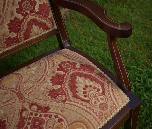 ANTIQUE ARTS CRAFTS MOVEMENT INLAID SOFA COUCH CIRCA 1890 - ADDITIONAL PHOTO 8