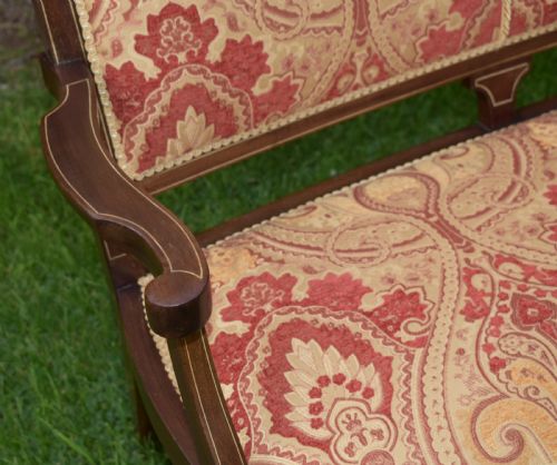 ANTIQUE ARTS CRAFTS MOVEMENT INLAID SOFA COUCH CIRCA 1890 - ADDITIONAL PHOTO 14