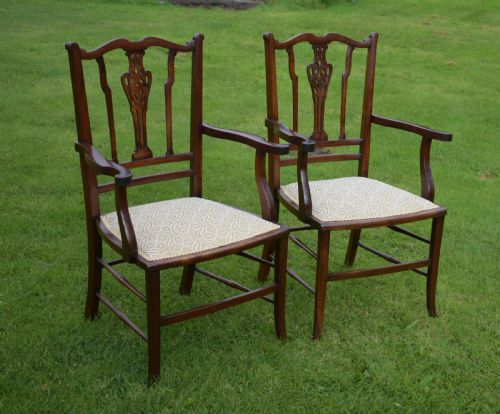 ANTIQUE ENGLISH EDWARDIAN PAIR OF ARM CHAIRS CIRCA 1910 - ADDITIONAL PHOTO 1