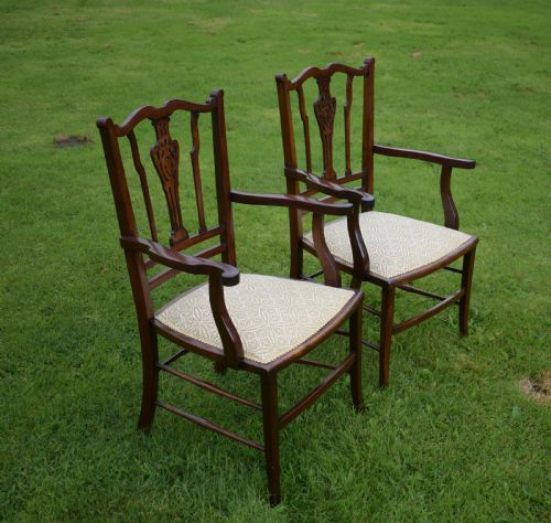 ANTIQUE ENGLISH EDWARDIAN PAIR OF ARM CHAIRS CIRCA 1910 - ADDITIONAL PHOTO 3