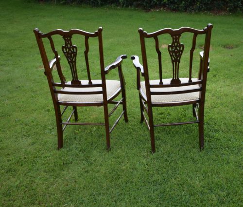ANTIQUE ENGLISH EDWARDIAN PAIR OF ARM CHAIRS CIRCA 1910 - ADDITIONAL PHOTO 5