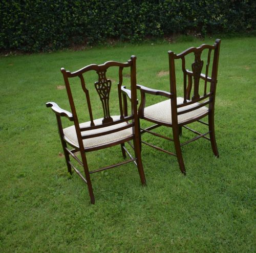 ANTIQUE ENGLISH EDWARDIAN PAIR OF ARM CHAIRS CIRCA 1910 - ADDITIONAL PHOTO 6