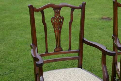 ANTIQUE ENGLISH EDWARDIAN PAIR OF ARM CHAIRS CIRCA 1910 - ADDITIONAL PHOTO 9