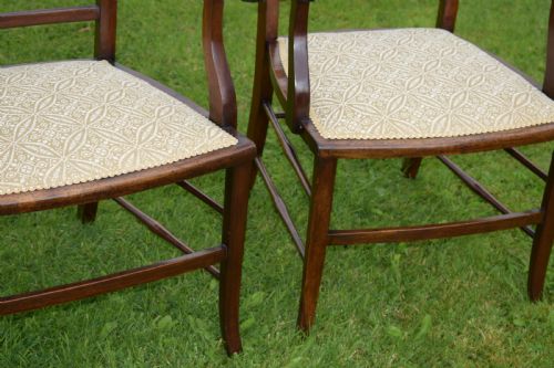 ANTIQUE ENGLISH EDWARDIAN PAIR OF ARM CHAIRS CIRCA 1910 - ADDITIONAL PHOTO 10