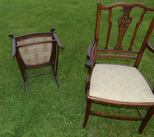 ANTIQUE ENGLISH EDWARDIAN PAIR OF ARM CHAIRS CIRCA 1910 - ADDITIONAL PHOTO 13