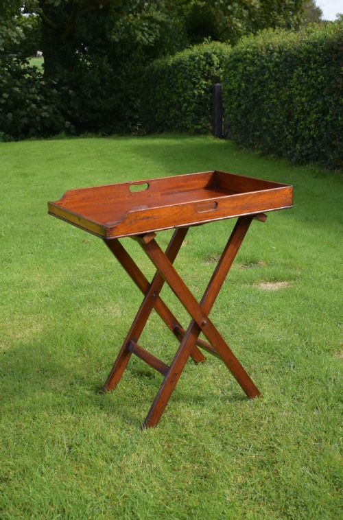 ANTIQUE ENGLISH BUTLERS TRAY ON STAND CIRCA 1850 - ADDITIONAL PHOTO 4