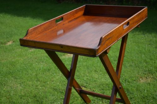 ANTIQUE ENGLISH BUTLERS TRAY ON STAND CIRCA 1850 - ADDITIONAL PHOTO 5